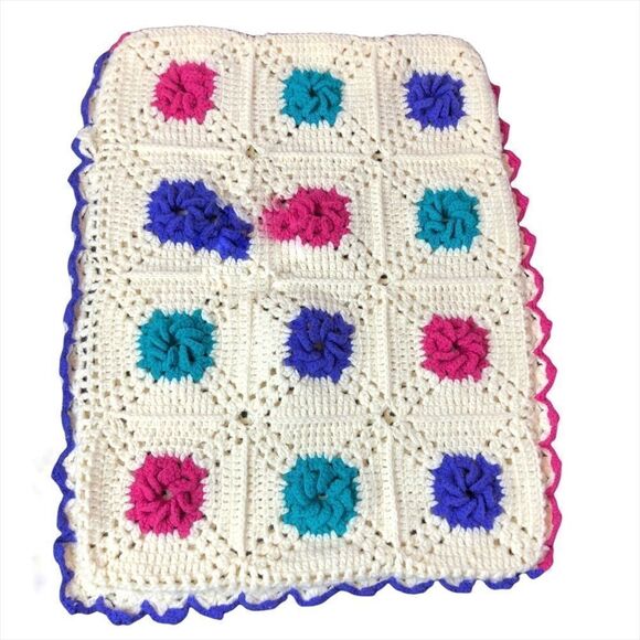 Set of 2 Vintage Granny Square Pillow Covers - Picture 2 of 10